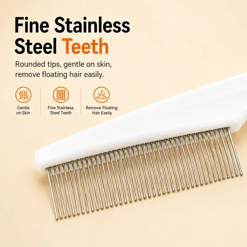 2PCS Pet Face Comb Set for Cats & Dogs - Fine Tooth Stainless Steel Grooming & Flea Removal