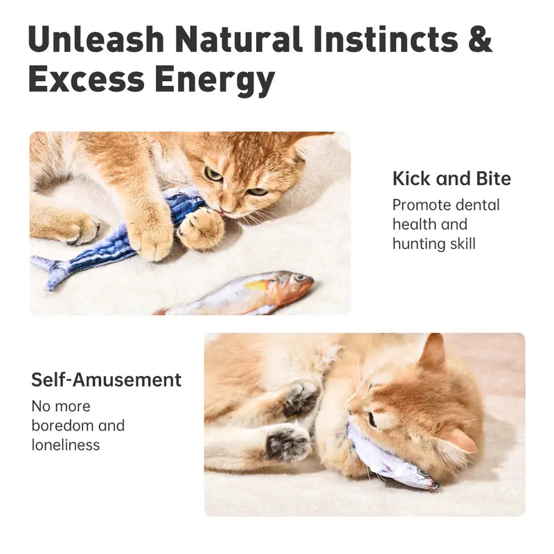 3-Pack Floppy Fish Cat Toys - 7.1in Mini Sardine, Saury, and Yellow Croaker Interactive Motion Sensor Toys