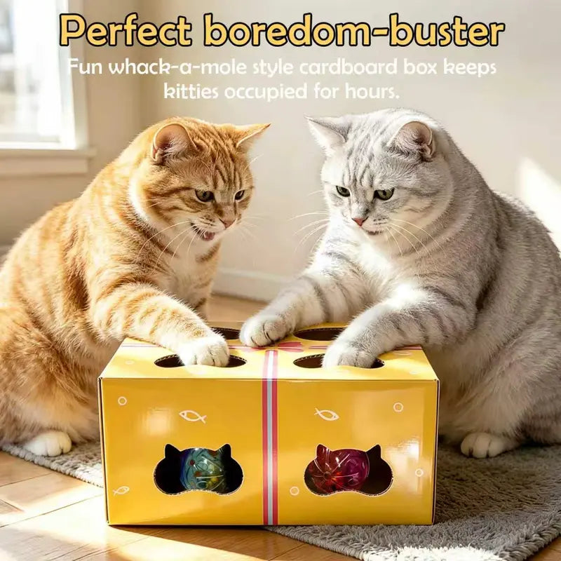 3-in-1 Interactive Cat Toy - Automatic Whack-a-Mole and Rotating Feather Wand