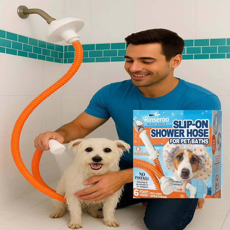 Slip-On Pet Bather for Shower with 6-Foot Flexible Hose - Easy No-Install Dog Bathing Solution