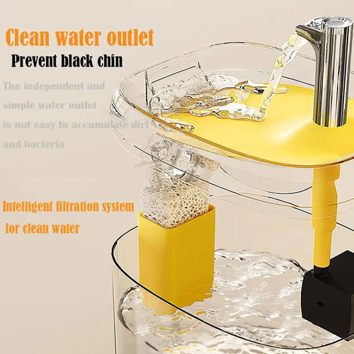 1.5L USB Automatic Pet Water Fountain - Transparent Gray Circulating Fresh Water Bowl for Cats and Small Dogs