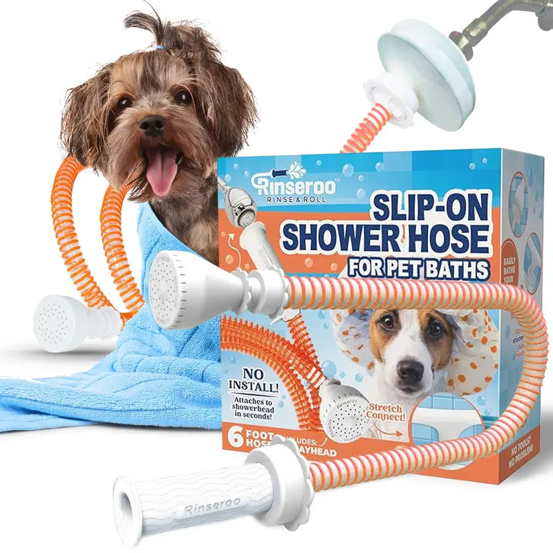 Slip-On Pet Bather for Shower with 6-Foot Flexible Hose - Easy No-Install Dog Bathing Solution