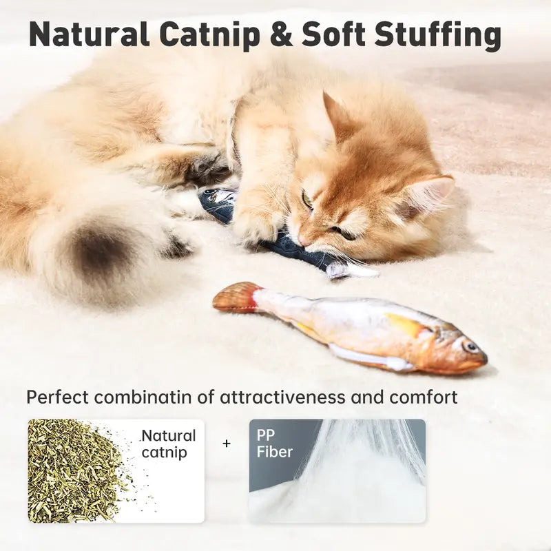 3-Pack Floppy Fish Cat Toys - 7.1in Mini Sardine, Saury, and Yellow Croaker Interactive Motion Sensor Toys