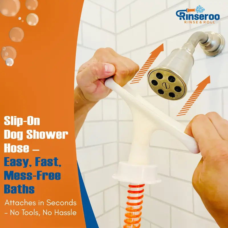 Slip-On Pet Bather for Shower with 6-Foot Flexible Hose - Easy No-Install Dog Bathing Solution