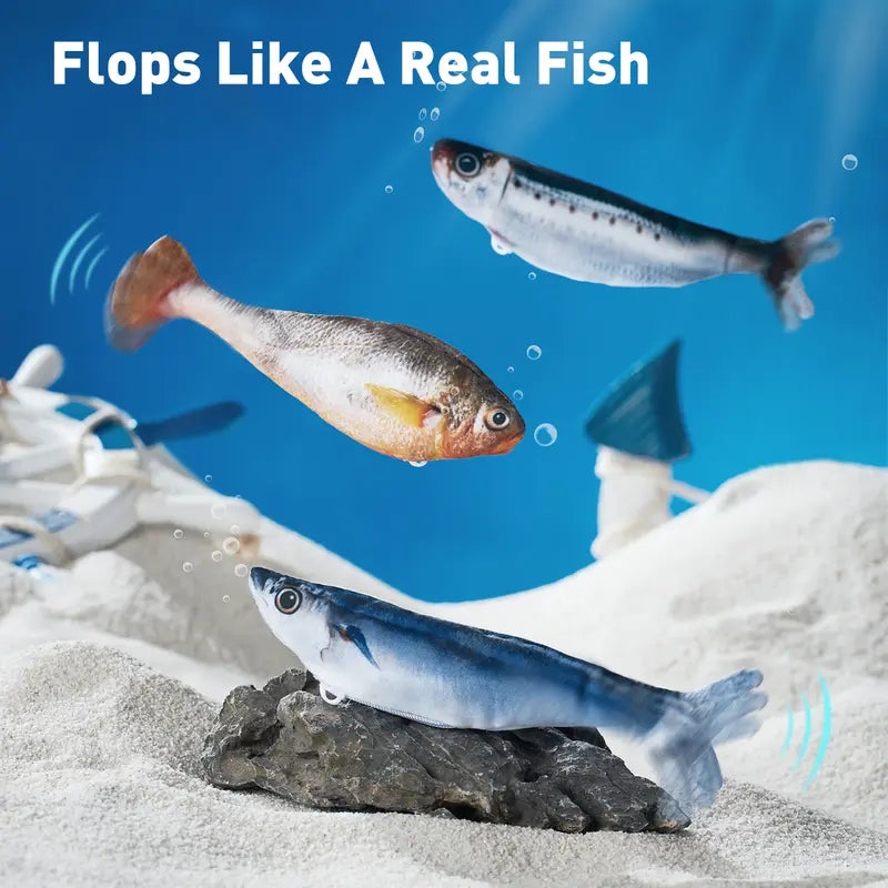 3-Pack Floppy Fish Cat Toys - 7.1in Mini Sardine, Saury, and Yellow Croaker Interactive Motion Sensor Toys