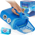 Cat Litter Scooper with Built-in Bag, No-Touch One-Handed Sifting Shovel for Open-Top Boxes