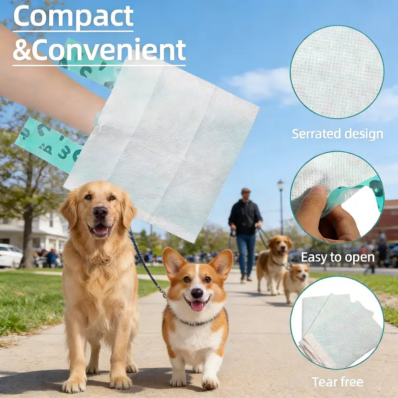 Double-Layer Dog Poop Bags with Paper Towels, Leak-Proof Pet Waste Bags, 50 Count