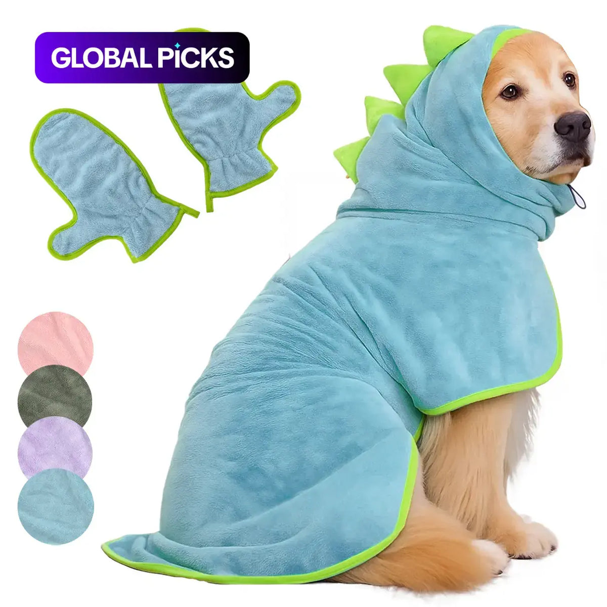 Quick-Dry Dog Bathrobe Pet Towel Set - Adjustable Microfiber for Dogs and Cats