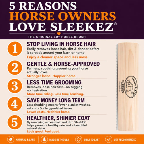 10 Inch Horse Shedding Blade - Patented Deshedding Tool for Horses, Cows, and Large Animals